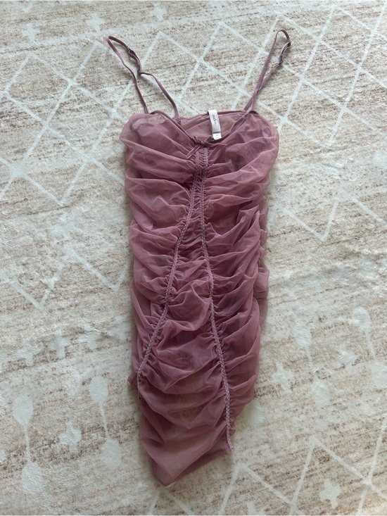 Auden Dresses & Skirts - Auden Dusty Rose Ruched Mesh Slip